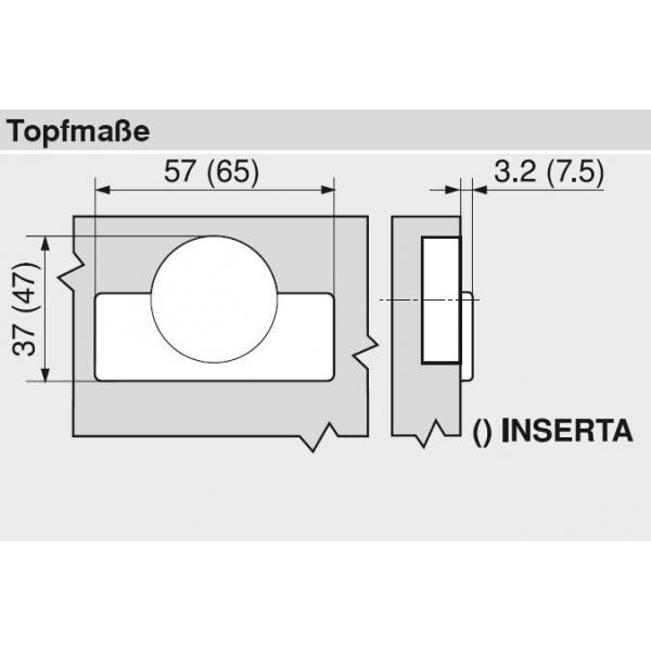 CLIP top Weitwinkelscharnier für 0-Einsprung 155°, Eckanschlag, ohne Feder, Topf: INSERTA, onyxschwarz, 70T7590.TL